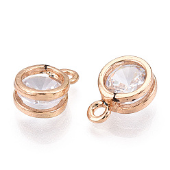 Light Gold Плоские круглые сплав очаровывает, с кубического циркония, золотой свет, 11x8x5 мм, отверстие : 1.5 мм