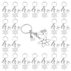 Античный Серебристый & Платиновый 24шт. брелки из сплава, с железными кольцами, цветок, старинное серебро и платина, 87 мм