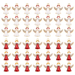 (52) Непрозрачная лаванда 60 шт 2 цвета сплава эмалевые подвески, с кристально горный хрусталь, золотой свет, без кадмия, без никеля и без свинца, ангел, разноцветные, 21.5x18x3 мм, отверстие : 2 мм, 30 шт / цвет