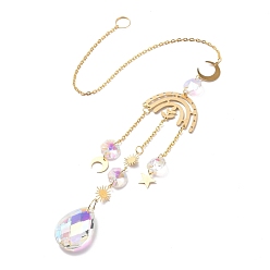 Золотой Кулон в виде ловца солнца из граненого стекла, с латунной и железной фурнитурой, для дома, садовый декор, радуга, золотые, 435 мм