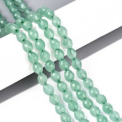 Средний Аквамарин Природные окрашенные белого нефрита нитей бисера, баррель, граненые, средний аквамарин, 5.5~6.5x5~5.5 мм, отверстие : 1~1.2 мм, около 57~61 шт / нитка, 13.98~14.17'' (35.5~36 см)