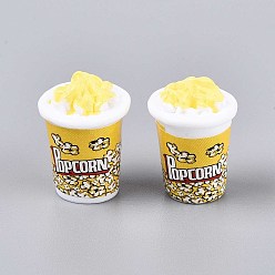 Желтый Бусины из cмолы, с наклейками, нет отверстий / незавершенного, попкорн, имитация еды, желтые, 24x18 мм
