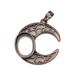 Красная Медь Подвеска в форме луны из латуни с кабошоном, настройки открытой спины, Красная медь, лоток : 18 мм, 36.5x32.5x4.5 мм, отверстие : 8 мм