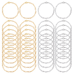Платиновый & Золотой 40шт. 2 браслеты из железной проволоки и цепочек разных цветов, с карабин-лобстерами , платиной и золотом, 8-1/8 дюйм (20.5 см), 20 шт / цвет