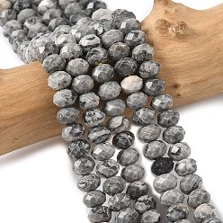 Камень Карты Камень натуральной карты / камень пикассо / нити из бисера пикассо яшмы, граненые, рондель, 5.5~6.5x4.5 мм, отверстие : 1 мм, около 91~94 шт / нитка, 15.35'' (39 см) ~ 15.43'' (39.2 см)