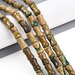 Gemstone Нити бусин из натурального камня вердит, бамбуковая форма, 9.5~10x5~5.5 мм, отверстие : 0.8 мм, около 38~40 шт / нитка, 14.96~15.47'' (38~39.3 см)