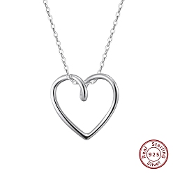 Real Platinum Plated 925 Sterling Silver Pendants, Heart Charms, without Necklace, Rhodium Plated, Real Platinum Plated, 17x18mm