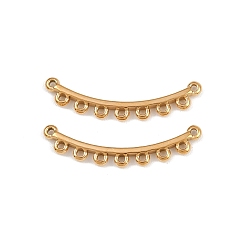 Настоящее золото 18K 304 Ссылки на компоненты люстры из нержавеющей стали с изогнутой планкой, ионное покрытие (ip), реальный 18 k позолоченный, 8x28x2 мм, отверстие : 1 мм