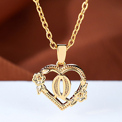 Letter Q Цепочка из латуни с подвеской в виде сердца в форме розы и буквы, золотые, Буква Q, 17.72 дюйм (45 см)