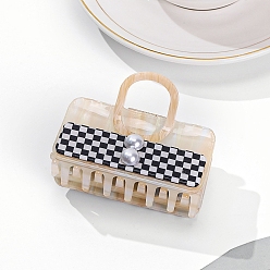 Rectangle Заколки для волос с когтями из смолы, сумочка, аксессуары для волос для девочек или женщин, прямоугольные, 75x60x55 мм