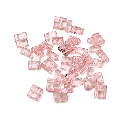 Pink 2 Прозрачный стеклянный бисер, , прямоугольные, розовые, 5x2.5x2 мм, отверстие : 0.7 мм