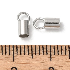 Platinum Rhodium Plated 925 Sterling Silver Cord Ends, End Caps, Column, Platinum, 7x3.5x3mm, Hole: 2.3mm, Inner Diameter: 2.5mm