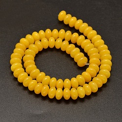 Gold Dyed Natural Malaysia Jade Rondelle Bead Strands, Imitated Yellow Jade, Gold, 8x5mm, Hole: 1mm, about 75pcs/strand, 15 inch