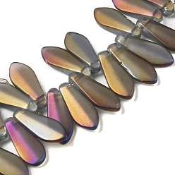Slate Gray Electroplate Glass Beads Strands, Full Rainbow Plated, Teardrop, Slate Gray, 14.5~16x6x3.5mm, Hole: 1mm, about 101pcs/strand, 26.77inch (68cm)