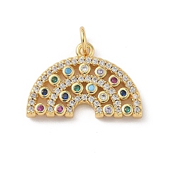 (52) Непрозрачная лаванда Латунные микро проложить кубического циркония подвески, радуга, с целью перехода в кольце, реальный 18 k позолоченный, разноцветные, 13.5x19.5x2.6 мм, отверстие : 3.3 мм