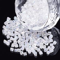 Clear AB Glass Seed Beads, Transparent Colours Rainbow, Triangle Hole, Clear AB, 2.5x2.5x2.5mm, Hole: 1mm, about 450g/bag