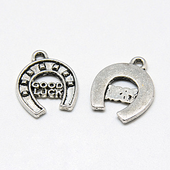 Античное Серебро Сплавочные подвески тибетского стиля, Подковы, без кадмия и без свинца, античное серебро, 17.5x14.5x2 мм, Отверстие : 2 мм , около 790 шт / 1000 г