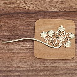 Light Gold Поиск палочек для волос из сплава в старинном стиле, для ювелирных украшений своими руками, цветок, золотой свет, 190x59 мм, 10 шт / комплект