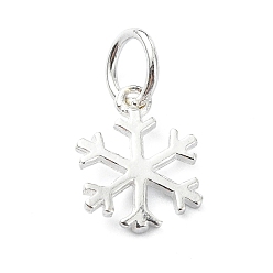 Серебро 925 рождественские подвески в виде снежинок из стерлингового серебра, с прыжковых колец, серебряные, 11x8x1 мм, отверстие : 4 мм