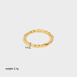 Настоящее золото 18K 304 Бамбуковое соединительное кольцо из нержавеющей стали, невыцветающее модное кольцо, реальный 18 k позолоченный, размер США 7 (17.3 мм)