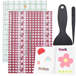 (52) Непрозрачная лаванда Наклейка для сбора отрывных листов блокнот со спиральным переплетом, документ о выпуске счета вручную, с пластиковыми скребками и антистатическими пинцетами, разноцветные, 5 мм, 155x210x5~12.5 страниц / книга, 32 стили, 2 книга/стиль, 1 книги