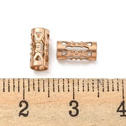 Rose Gold Ion Plating(IP) Hollow 304 Stainless Steel Beads, Column, Rose Gold, 8x4mm, Hole: 3mm