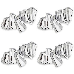 Platinum 4Pcs Alloy Lapel Pins for Backpack Clothes, Texture, Platinum, 34.5x63.5x6mm