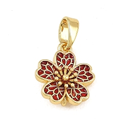 Красный Латунь эмаль подвески, , реальный 18 k позолоченный, красные, 12.5x11x4 мм, отверстия : 5x3 mm и 1.2 мм