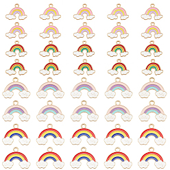 (52) Непрозрачная лаванда 40 шт 4 стили подвески из сплава эмали, радуга, разноцветные, 14~18x18.5~24x1.5~2 мм, отверстие : 1.8~3 мм, 10 шт / стиль