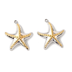 Морская звезда 304 подвески из нержавеющей стали, золотые и нержавеющая сталь цвет, морская звезда, 22x19x4 мм, отверстие : 1.5 мм