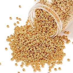 (712) Metallic 24K Gold Plated Тохо 8/0 круглые бусины, японский бисер, (712) металлик 24 позолоченный, 3 мм, отверстие : 1 мм, Около 1110 шт / 50 г