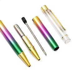 Colorful Creative Empty Tube Ballpoint Pens, with Black Ink Pen Refill Inside, for DIY Glitter Epoxy Resin Crystal Ballpoint Pen Herbarium Pen Making, Golden, Colorful, 140x10mm