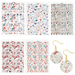 (52) Непрозрачная лаванда 5 шт. 5 стили цветочный узор керамика глина вода переводная бумага, переводные декали под глазурью, для сережек-подвесок своими руками, разноцветные, 13.8x9.5 см, 1 шт / стиль