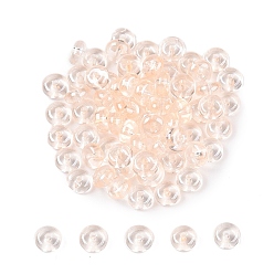 Персиковый Слойка Прозрачные окрашенные цветные стеклянные бусины, пончик, розовые, 6x3 мм, отверстие : 1.2 мм, Около 2500 шт / фунт