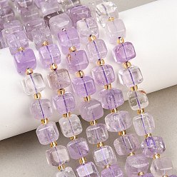 Аметист Природный аметист нитей бисера, кубические, с бисером, 8~8.5x8x7~8.5 мм, отверстие : 0.8 мм, около 39~40 шт / нитка, 15.35~15.83'' (39~40.2 см)