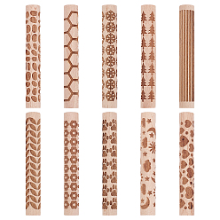 Mixed Shapes 10шт 10 стили деревянная скалка, для выпечки тисненого печенья, кухонный инструмент, разнообразные, 102x14.5 мм, 1 шт / стиль