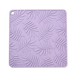 Сливовый Силиконовые термоизоляционные подставки под стаканы, ресторан западной столовой, квадрат с узором в виде листьев, слива, 170x170x5 мм