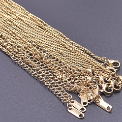 Настоящее золото 18K 2.2мм 304 ожерелья из витой цепи из нержавеющей стали, реальный 18 k позолоченный