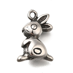 Кролик Ретро 304 из нержавеющей стали подвески, прелести животных, античное серебро, кролик, 16.5x13x5.5 мм, отверстие : 1.4 мм