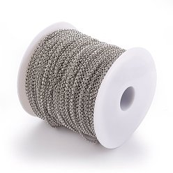 Platinum Iron Rolo Chains, Belcher Chain, Unwelded, Lead Free and Nickel Free, Platinum Color, with Spool, Size: Chain: about 2.5mm in diameter, 1mm thick, about 328.08 Feet(100m)/roll