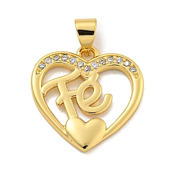 Сердце Покрытие стойки латунь микропаве прозрачные подвески из кубического циркония, долговечный, без кадмия и без свинца, сердце, 18.5x18x2 мм, отверстие : 5x3.5 мм