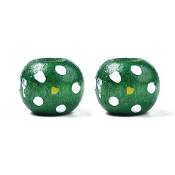 Зеленый Бусины из натурального дерева, круглый в горошек, зелёные, 9~10.5x8~9 мм, отверстие : 2.5~3.5 мм, Около 3700 шт / 1000 г