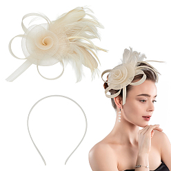 Белый Навахо Аксессуары для волос из полиэстера и перьев, с железными аллигаторными заколками для волос, навахо белый, 140x115x5 мм
