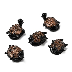 Черный Бусины ручной работы бусины золотого песка, черепаха, с базой, чёрные, 17~20x23~25x14~15 мм, отверстие : 1.2~1.5 мм
