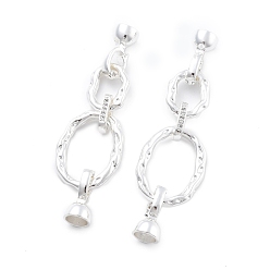 Серебро Латунное микропейв, прозрачный кубический цирконий, складные застежки, овальные, серебряные, 60 мм