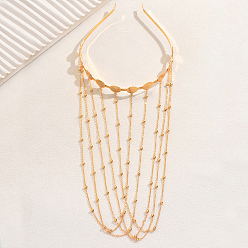 Золотой Винтажные резинки для волос с кисточками для женщин, монета и круглые бусины, золотые, 247 мм, внутренний диаметр: 130 мм