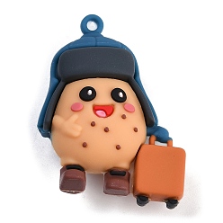 Персиковый Слойка ПВХ подвески, картофельные прелести, розовые, 48x35.5x20 мм, отверстие : 2.5 мм