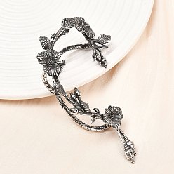 Античное Серебро 316 серьги-манжеты в форме цветка из хирургической нержавеющей стали, античное серебро, 88~91x52~53 мм