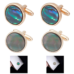 (52) Непрозрачная лаванда 2 пары 2 цвета натуральные запонки из ракушек для мужчин, со сплавочной фурнитурой, плоско-круглые, разноцветные, 19x18 мм, 1 пара / цвет