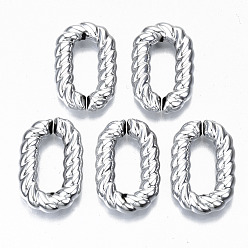 Platinum CCB Plastic Linkings Rings, Quick Link Connectors, For Jewelry Cable Chains Making, Twist Oval, Platinum, 30x19.5x4mm, Inner Diameter: 18.5x8mm
